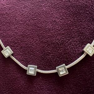 Unusual Necklace... crystal stones encased in sliver squares